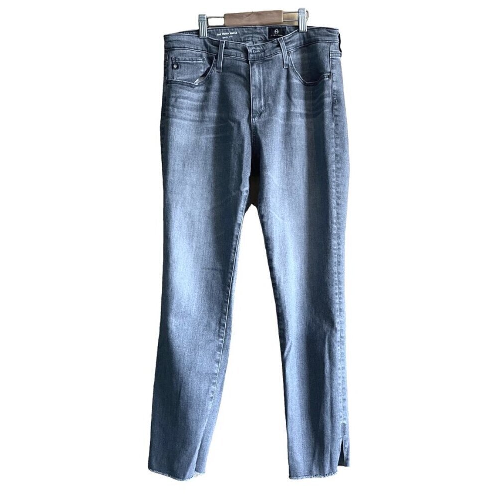 AG Adriano Goldschmied Prima Ankle Cigarette Size 30 R Gray Denim Split Hem